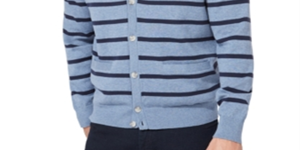 Nautica Men's Classic Fit Striped Cardigan Blue Size XXX-Large