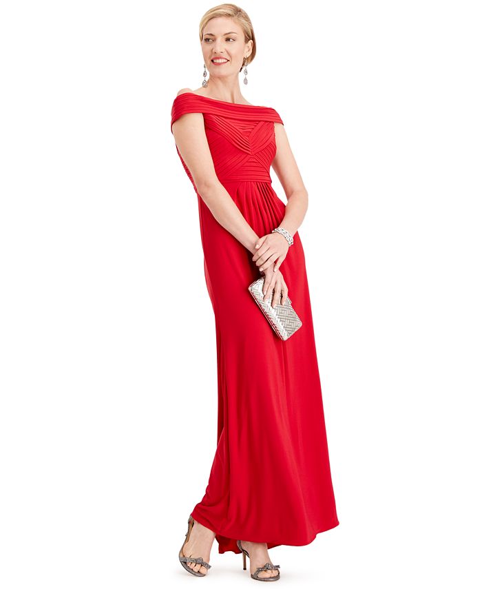 Adrianna Papell Women's Off the Shoulder Gown Red Size 6