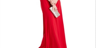 Adrianna Papell Women's Off the Shoulder Gown Red Size 6
