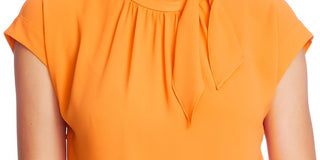 Vince Camuto Women's  Cap Sleeve Tie Neck Top  Orange Size Medium