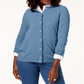 Karen Scott Women's Bead-Button Cardigan  Blue Size Small