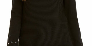 Alfani Women's Sweater  Pullover Ribbed-Knit Black Size Medium