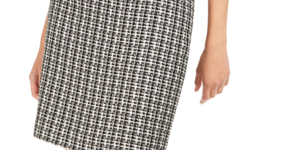 Calvin Klein Women's Frayed Zippered Above the Knee Pencil Wear to Work Skirt Black Size 12 Petite