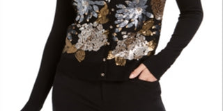 Charter Club Women's Sequined Cardigan Black Size XS