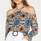 INC International Concepts Women's Tie Dyed Cold Shoulder Blouse White Size Petite XL
