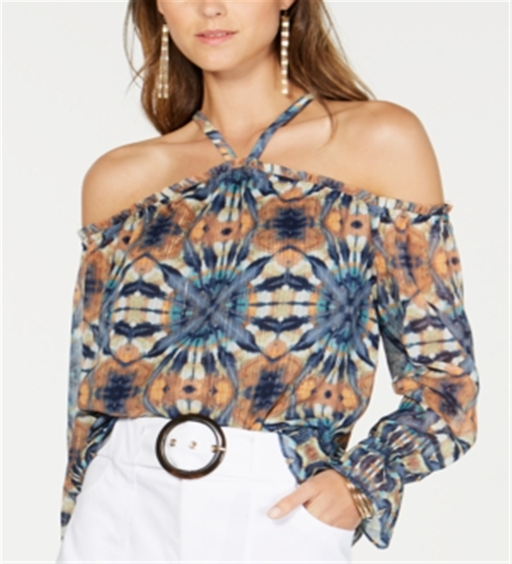 INC International Concepts Women's Tie Dyed Cold Shoulder Blouse White Size Petite XL