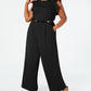Calvin Klein Women's  Belted Ruffled Zippered Sleeveless Jewel Neck Wide Leg Party Jumpsuit Black Size 14W