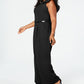 Calvin Klein Women's  Belted Ruffled Zippered Sleeveless Jewel Neck Wide Leg Party Jumpsuit Black Size 14W