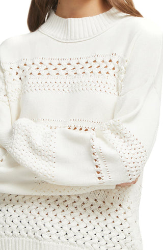 French Connection Women's Trista Cotton Pointelle Sweate White Size X-Small