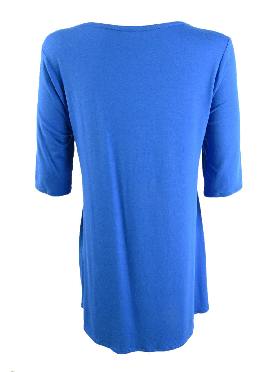 Alfani Women's V-Neck Swing Tunic Top Blue Size Small