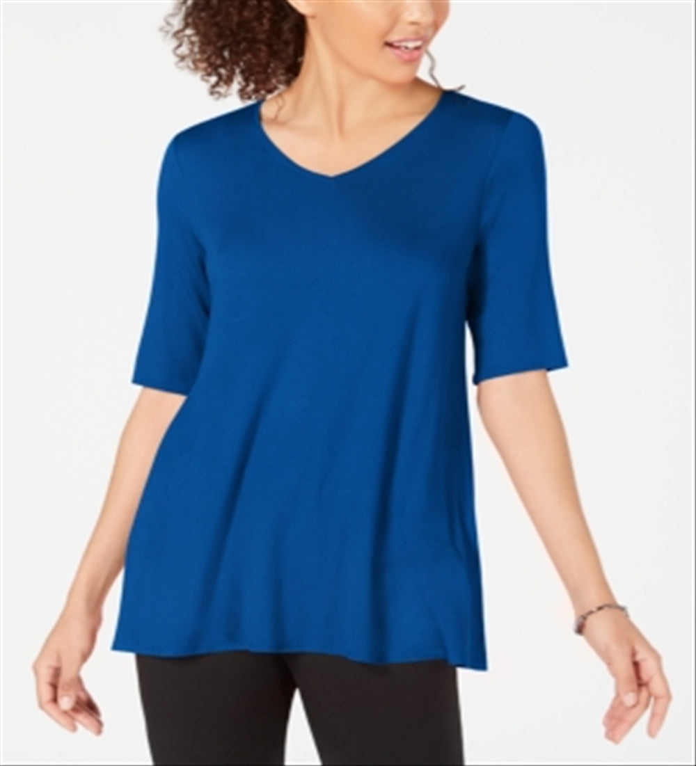 Alfani Women's V-Neck Swing Tunic Top Blue Size Small