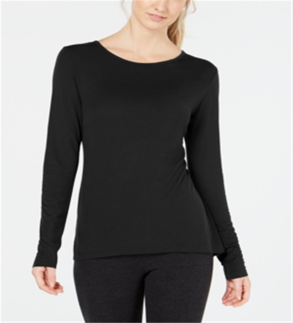 Ideology Women's Workout Fitness Pullover Top Black Size XL