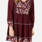 Style & Co Women's Printed Mesh Peasant Dress Red Size Petite