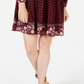 Style & Co Women's Printed Mesh Peasant Dress Red Size Petite