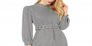 Sanctuary Women's Puff Sleeve Houndstooth Mini Dress Gray Size 14