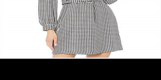 Sanctuary Women's Puff Sleeve Houndstooth Mini Dress Gray Size 14