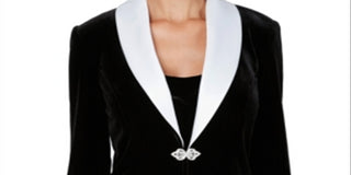 Alex Evenings  Women's Velvet Twinset Black/White  Size Large