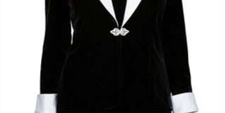 Alex Evenings  Women's Velvet Twinset Black/White  Size Large