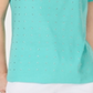 Karen Scott Women's Cotton Embellished Scoop Neck Top -Blue Size S