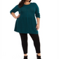 Style & Co Women's Plus Seam Front Tunic Sweater Green Size -0X
