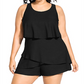 City Chic Women's Trendy Plus Size Tiered Romper Black Size XS