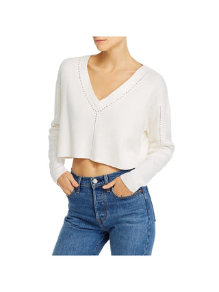French Connection Women's Ribbed Crop Sweater White Size Medium