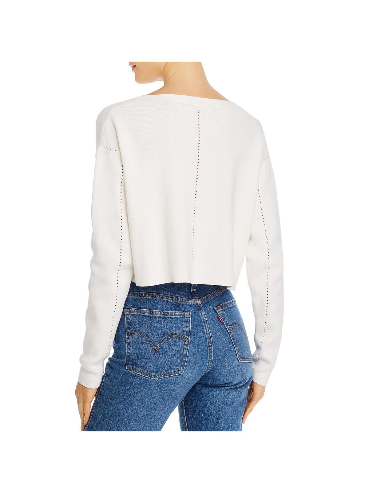 French Connection Women's Ribbed Crop Sweater White Size Medium
