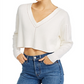 French Connection Women's Ribbed Crop Sweater White Size Medium