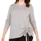 INC International Concepts Women's Plus Size Drawstring-Ruched To Heather Belle Grey Size 1X