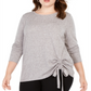 INC International Concepts Women's Plus Size Drawstring-Ruched To Heather Belle Grey Size 1X