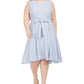 Calvin Klein Women's Plus Striped Hi Low MIDI Dress Gray Size 24W