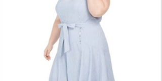 Calvin Klein Women's Plus Striped Hi Low MIDI Dress Gray Size 24W