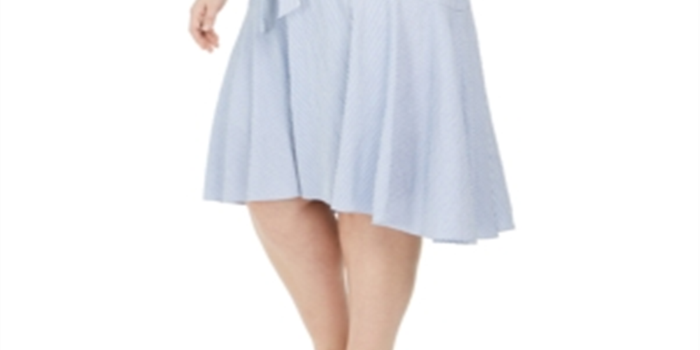 Calvin Klein Women's Plus Striped Hi Low MIDI Dress Gray Size 24W