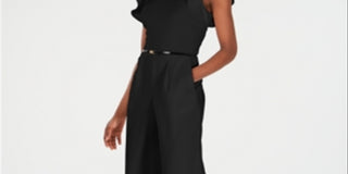 Calvin Klein Women's Sleeveless Belted Jumpsuit Black Size 4