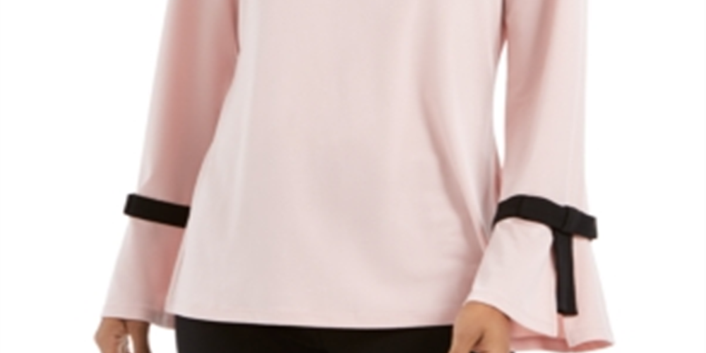 Charter Club Women's Petite Tie-Detail Sweater  Ballet Ribbon Pink Size Petite S