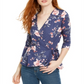BCX Junior's Printed Wrap Top Blue Size M
