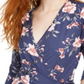 BCX Junior's Printed Wrap Top Blue Size M