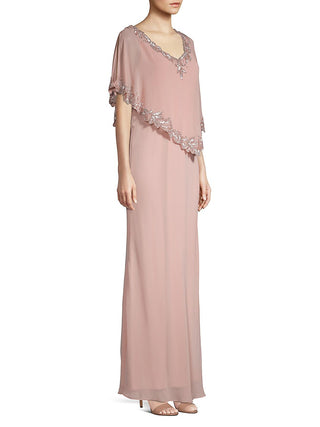 J Kara Women's Beaded Capelet Gown Pink Size 6