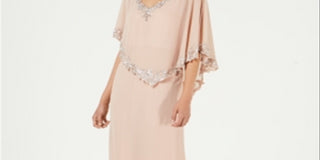 J Kara Women's Beaded Capelet Gown Pink Size 6