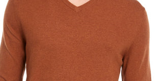 Alfani Men's Long Sleeve V Neck Classic Fit Sweater Brown Size XXL