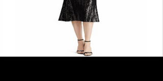 Ralph Lauren Women's  Sequined Long Sleeve V Neck MIDI Faux Wrap Cocktail Dress Black Size 12