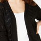 Hippie Rose Juniors' Pointelle Cardigan Black Size Medium