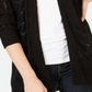 Hippie Rose Juniors' Pointelle Cardigan Black Size Medium