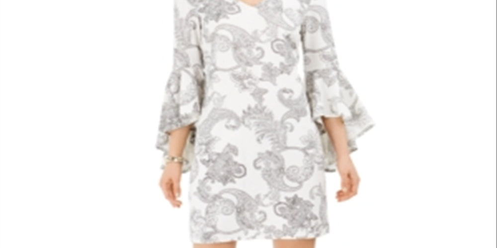 MSK Women's Bell Sleeve Sheath Dress White Size -Petite M