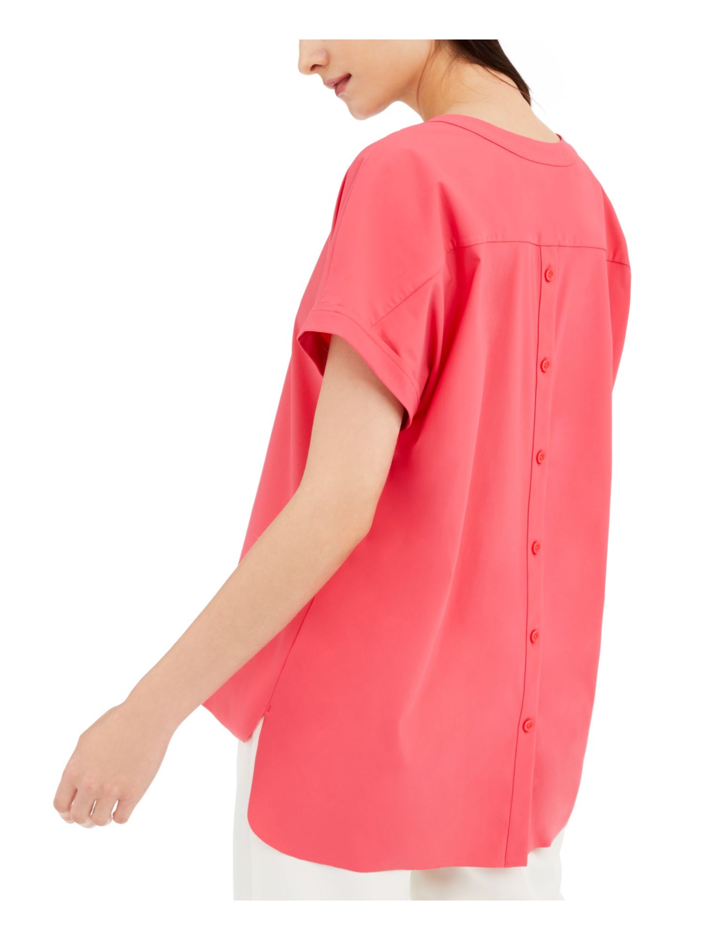 Alfani Women's V-Neck Solid Blouse Pink Size Medium