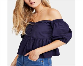 Free People Women's Veronica Sweetheart Top  Blue Size XL
