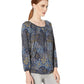 Michael Kors Women's Mega Patchwork Peasant True Chambray Blue Size Large