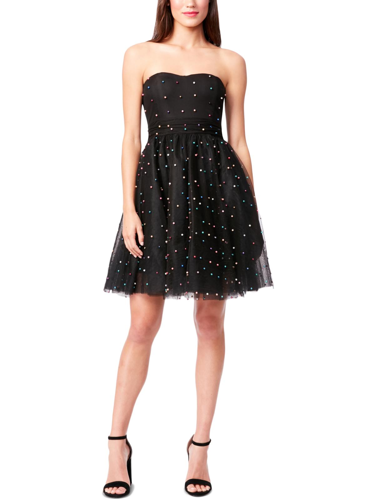 Betsey Johnson Women's Embellished Mini Party Dress Black Size 8