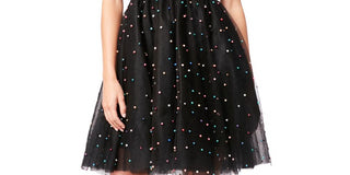 Betsey Johnson Women's Embellished Mini Party Dress Black Size 8