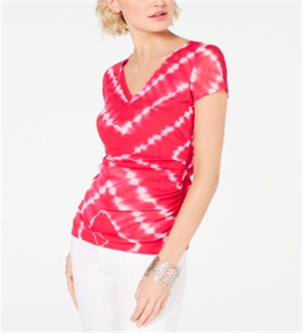INC International Concepts Women's Embellished Tie-Dyed Top Pink Size Petite S